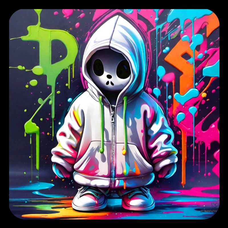 Spooky Ghost in XL Hoodie Graffiti Style