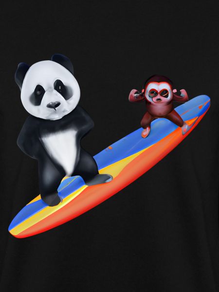 Surfender Panda und Affe
