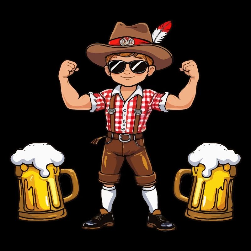 Junge in Lederhose Bier JGA Mallorca Bayern Saufen