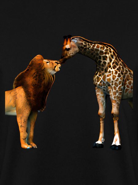 Löwe küsst Giraffe
