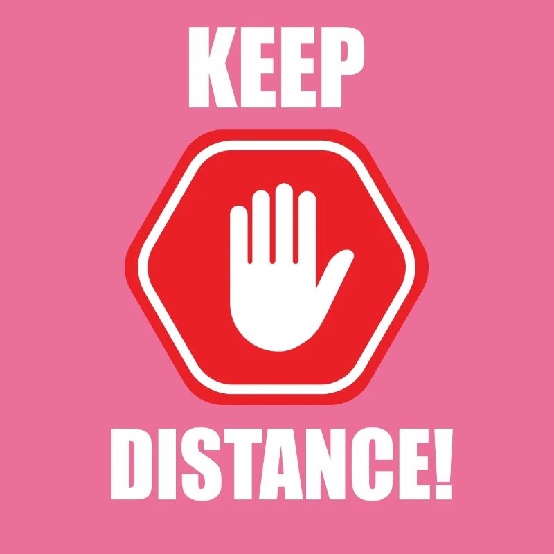 Keep Distance Warnung Achtung Schild Hand