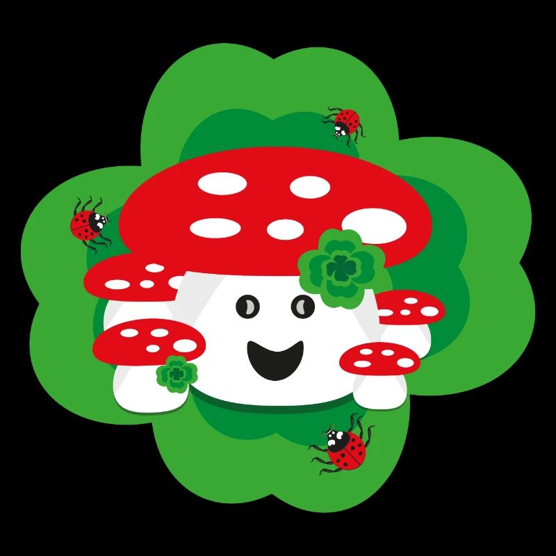 Neujahrs Talisman mit Klee und Marienkäfer.