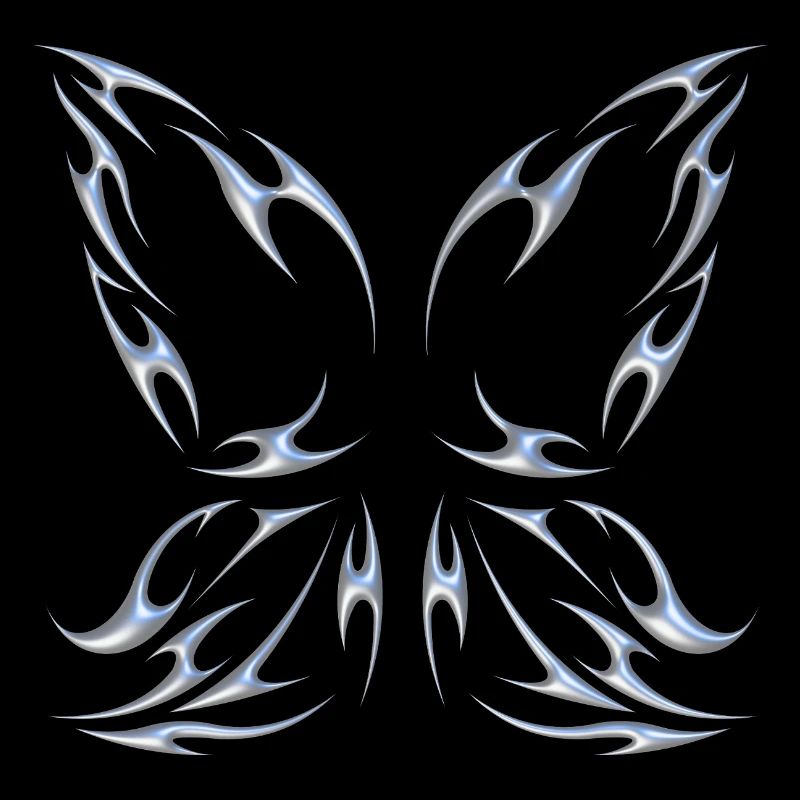 Chrome métallisé ailes de fée papillon design