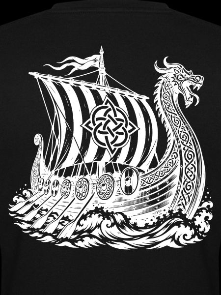 Wikinger-Drakkar-Langschiff mit Drachen-Bug