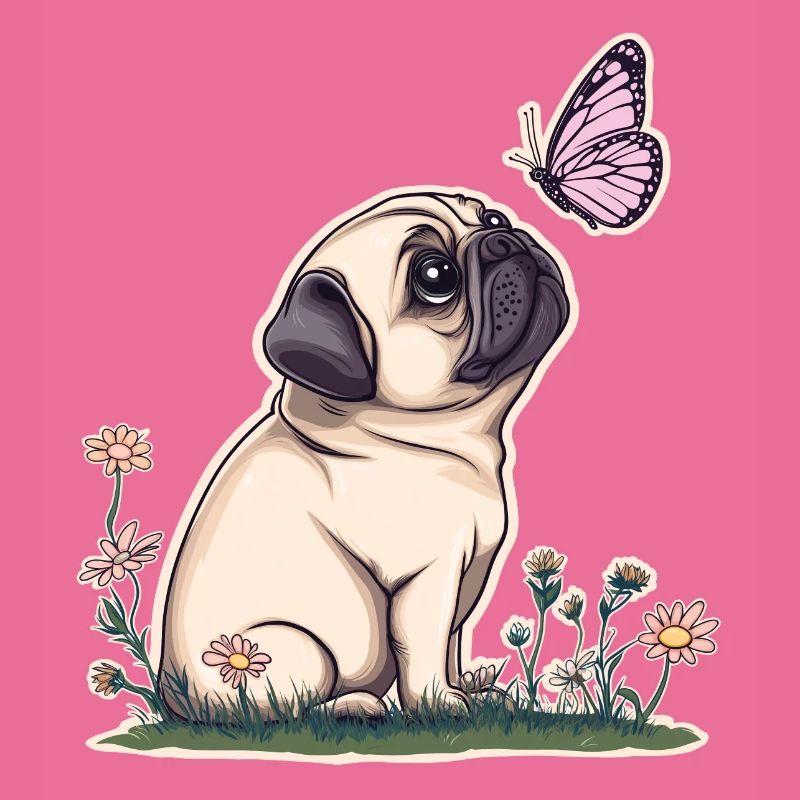 Mops mit Schmetterling