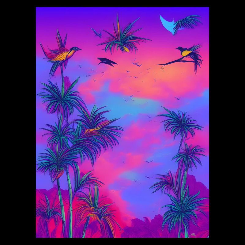 Synthwave Tropical Bird Paridise