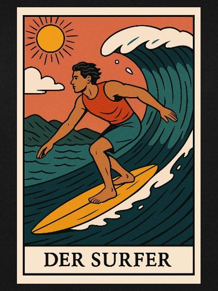 Der Surfer Wandbild mit Sonnenlicht