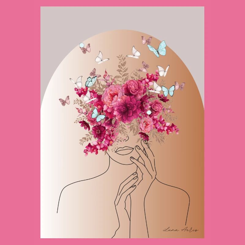 Tête de fleur avec couronne de papillon