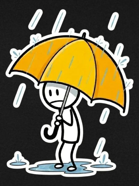 Gelber Regenschirm im Regen – Minimalstil
