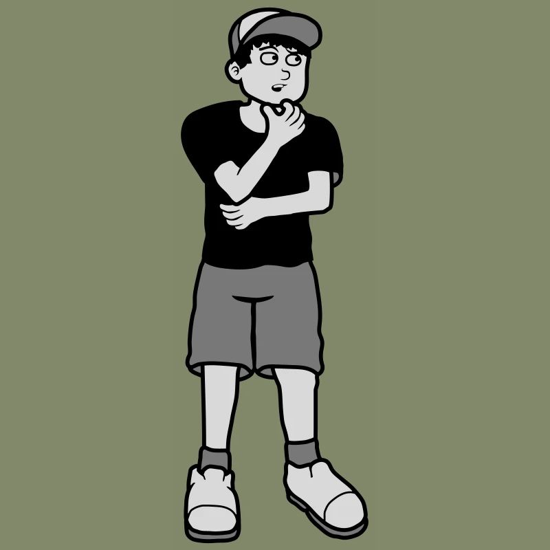 Junge überlegt Pose