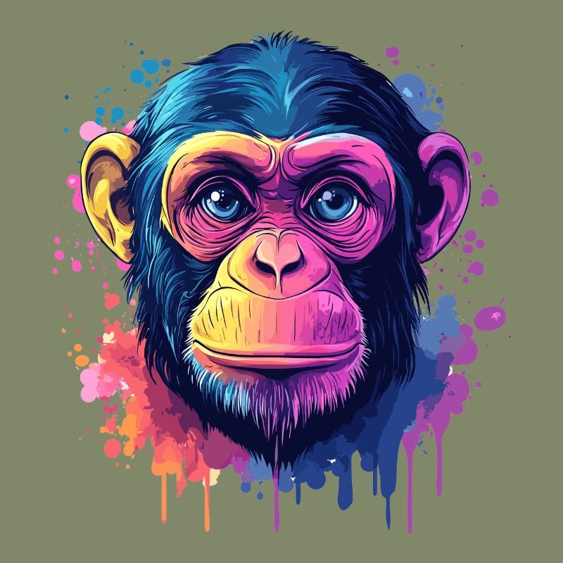 Psychedelic monkey with vibrant colors