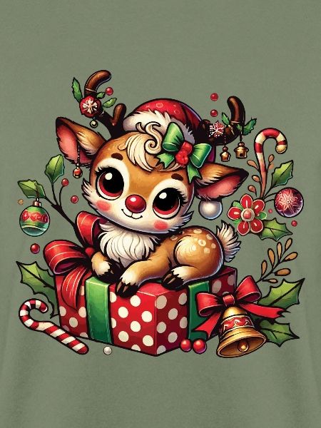 Weihnachtliches Rentier Auf Geschenk