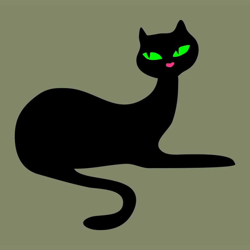 Retro chat noir élégance par Patjila