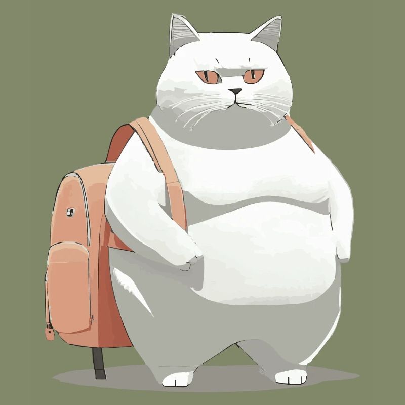 Kater mit Schulranzen