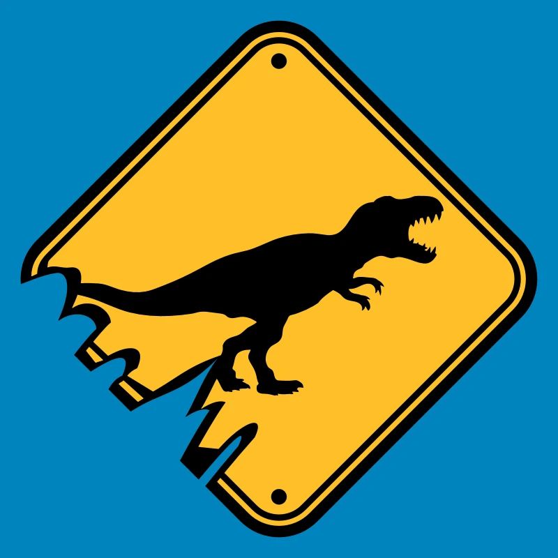shield danger warning danger caution caution t-rex