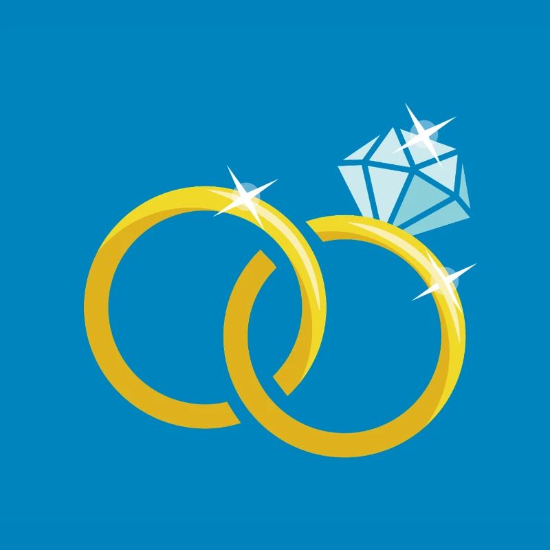Goldene Eheringe mit Diamant