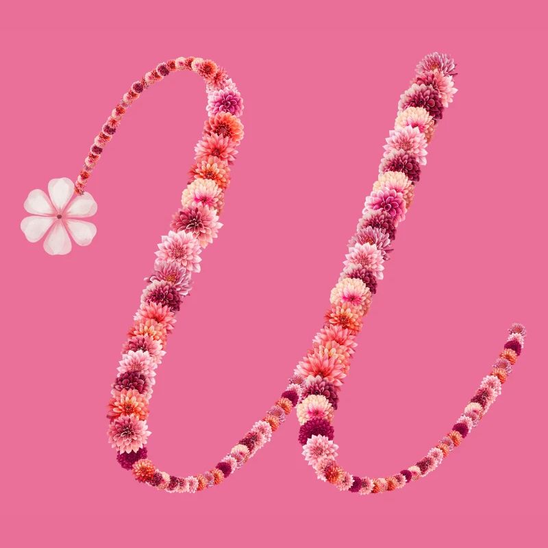 Romantisches Blumenmonogramm "U"