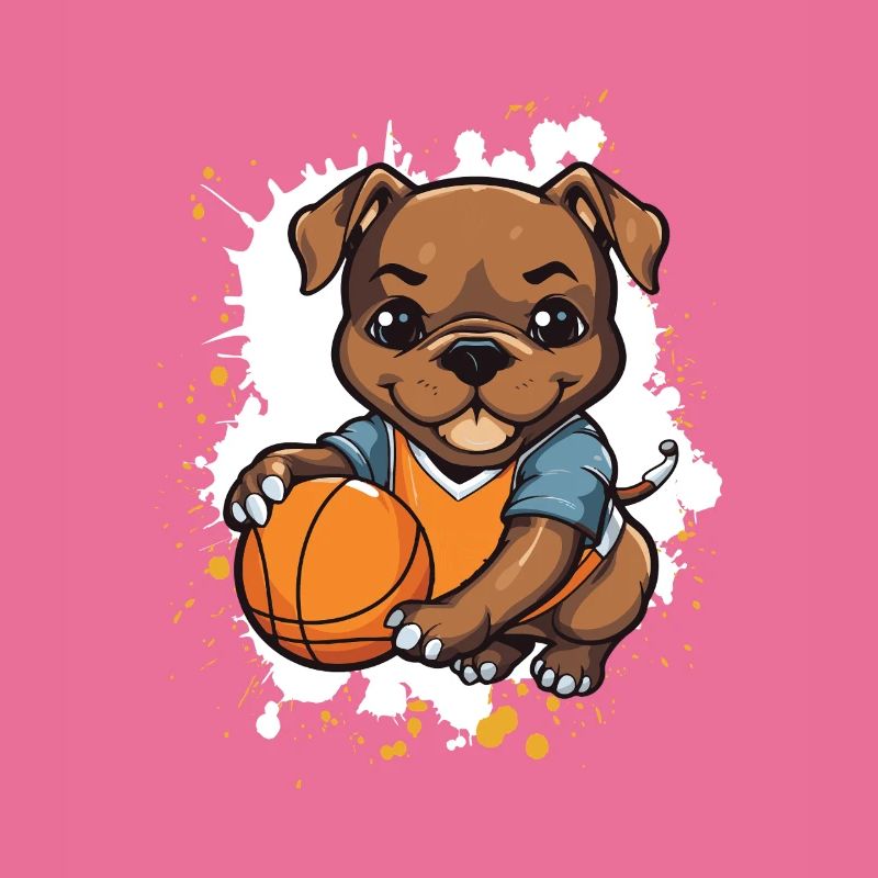 Basketballhund im Comicstil