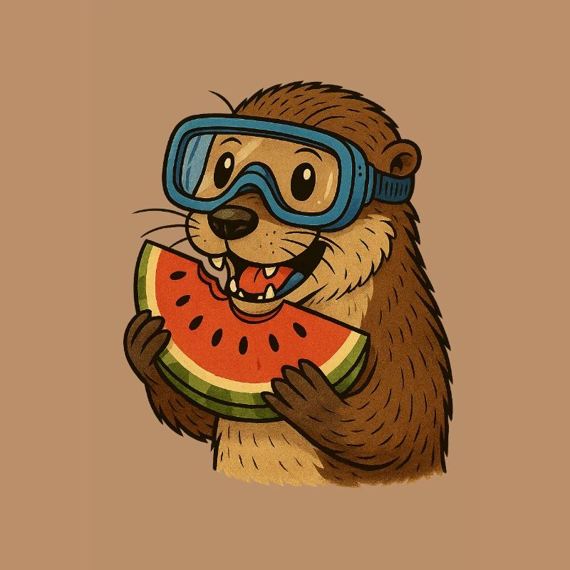 Otter mit Wassermelone