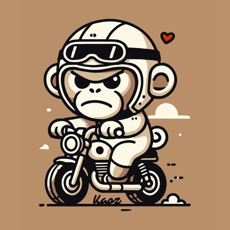 Little Biker Monkey on Small Motorcycle