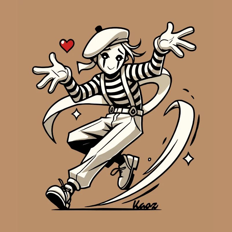 Französischer Pantomime im Japan-Comic-Stil