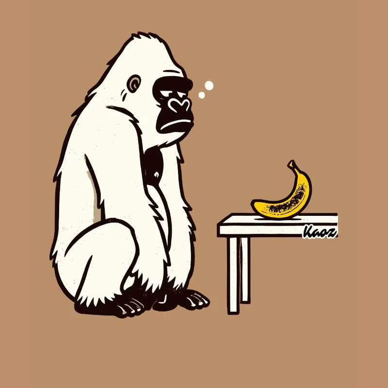 Bananen oder nicht? Gorilla mit Banane
