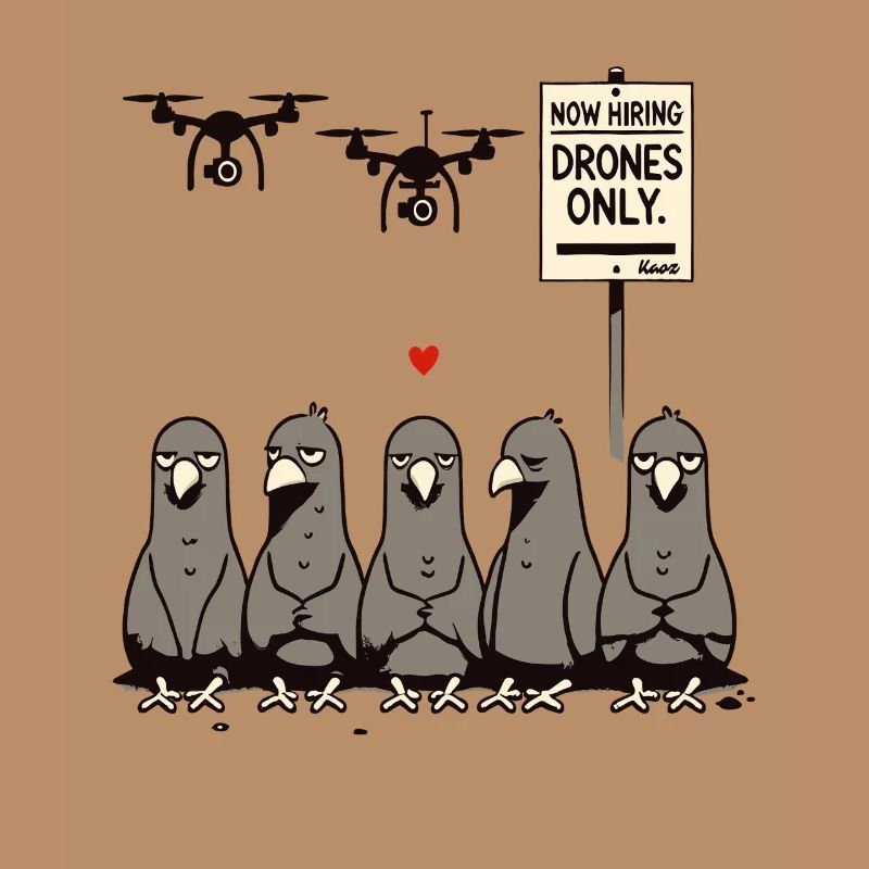 Pigeons unemployed – drones take over