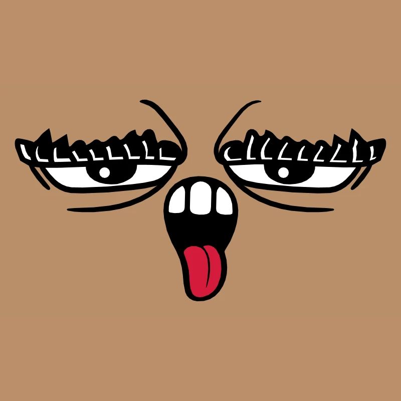 langue sortir la bouche 2 sourcils yeux