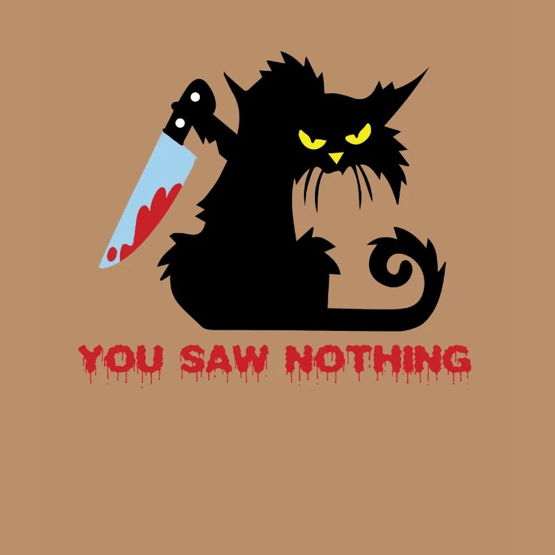 Chat noir meurtrier avec couteau suspect