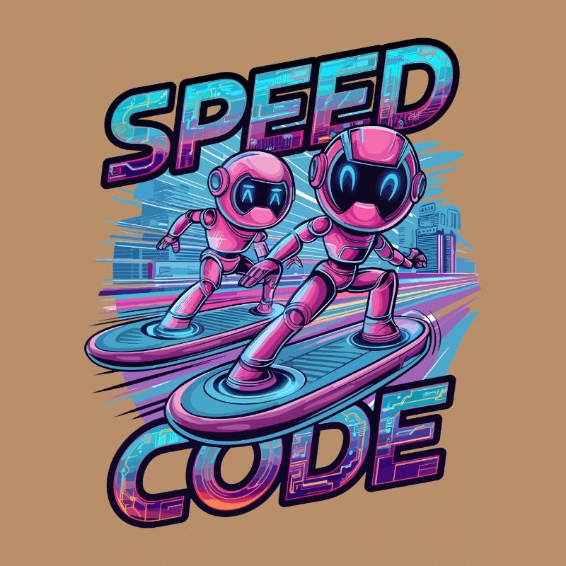 Speed Code Cyberpunk Roboter Surfen Tech Kunst