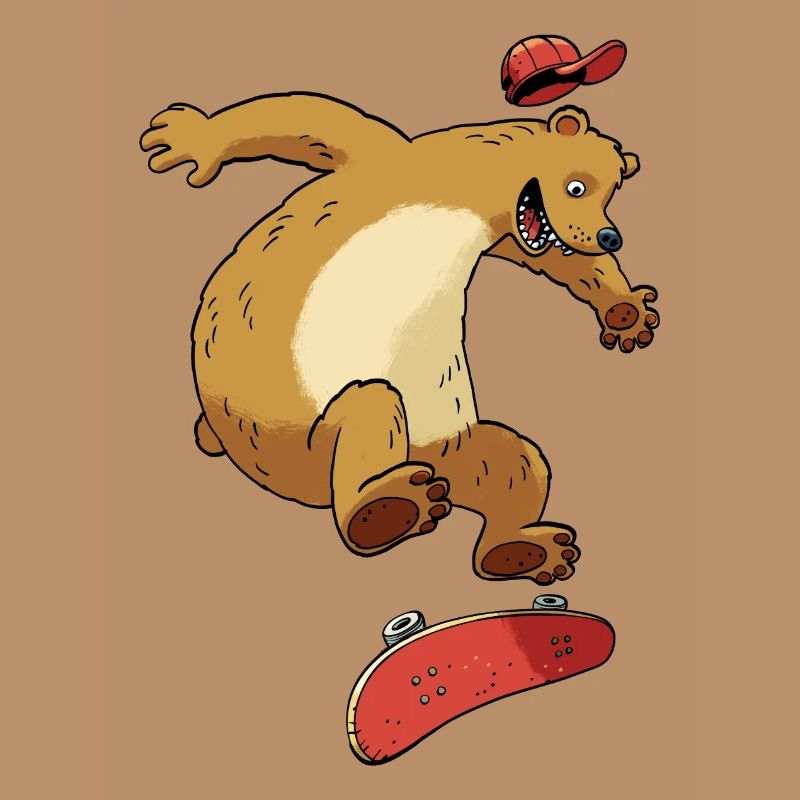 Bear on skateboard
