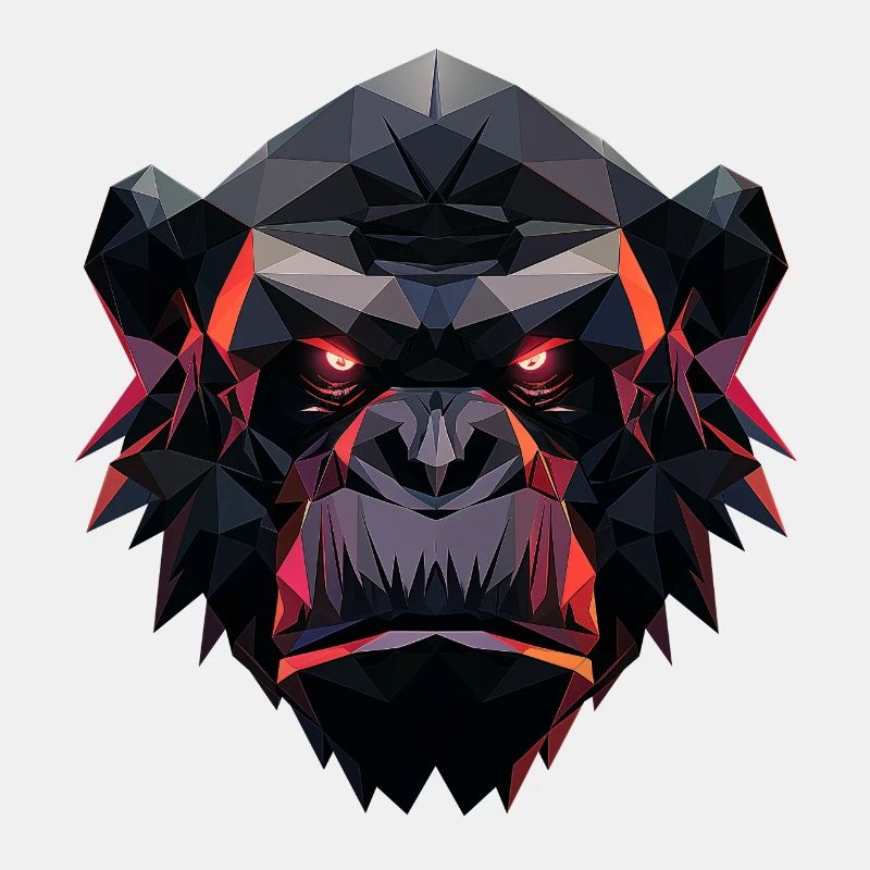 Gorille Prisme Tête Low Poly Art Design