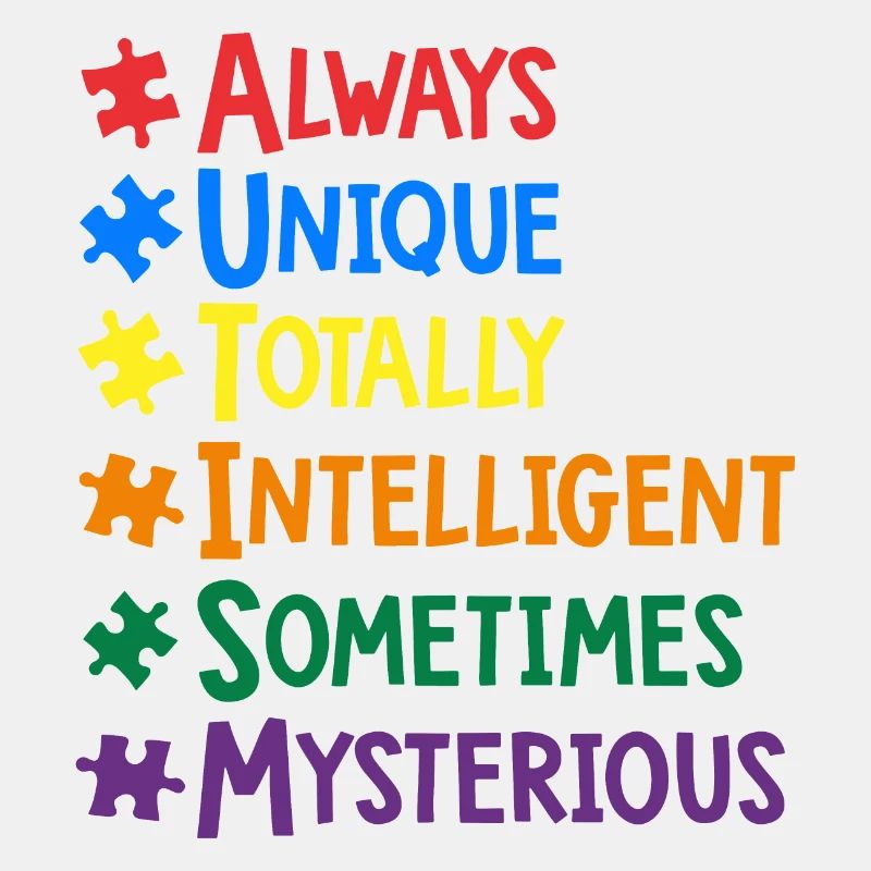 AUTISMUS Bewusstsein Bunte Wörter Typografie