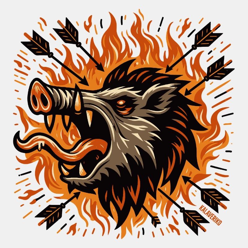 Wildschwein mit Pfeilen