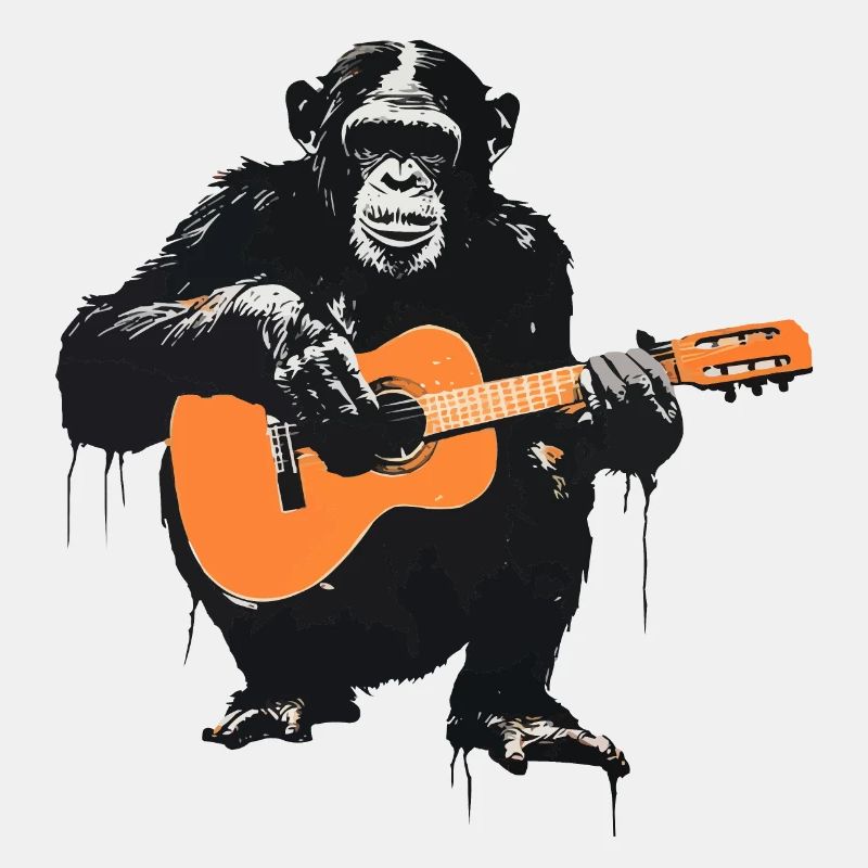 Schimpanse mit Gitarre