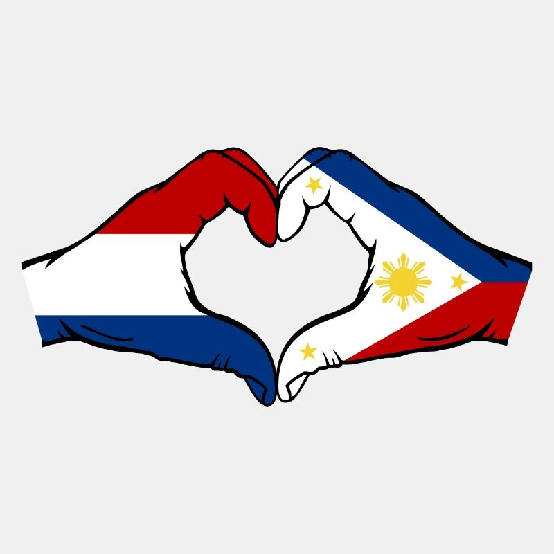 Holland Philippines Flag Hands Heart Shape