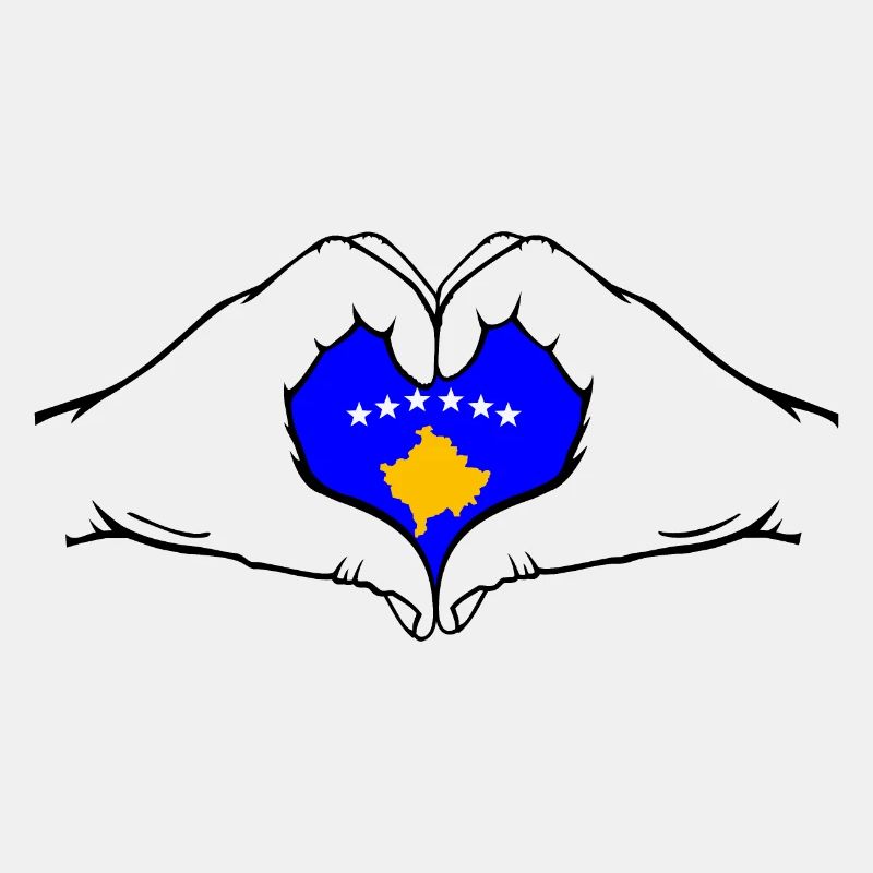 Kosovo Flag Hands Heart Shape
