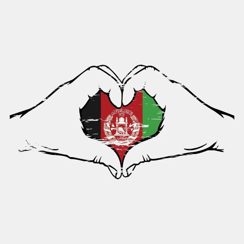 Drapeau de l’Afghanistan mains forme de coeur utilisé