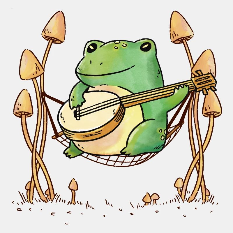 Frösche Hängematte Gitarre Musik