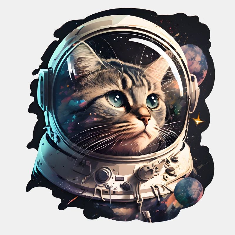 Chat dans l’espace mignon chaton astronaute
