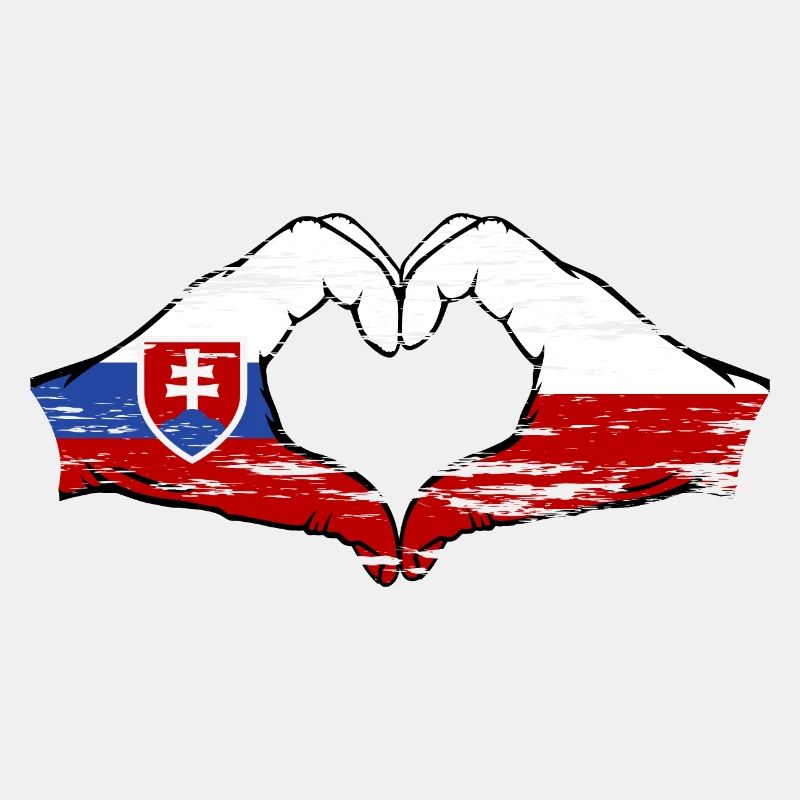 Slovaquie Pologne drapeau mains forme de coeur utilisé