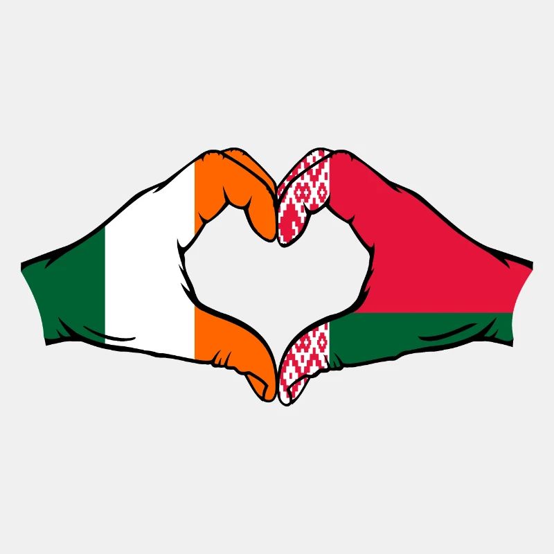 Ireland Belarus Flag Hands Heart Shape