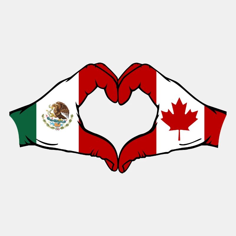 Mexiko Kanada Flagge Hände Herzform