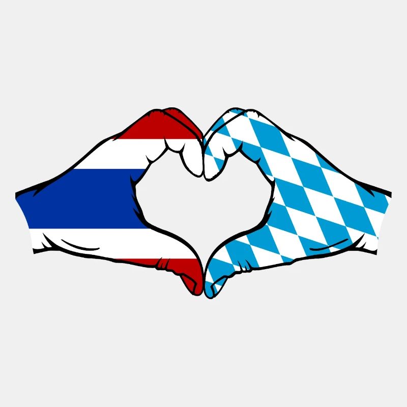 Thaïlande Bavière drapeau mains coeur