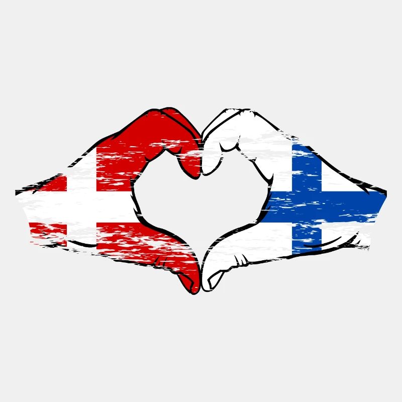 Danemark Finlande forme de coeur avec les mains utilisées