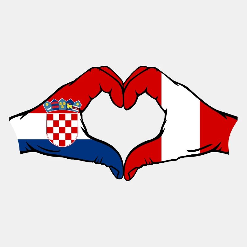 Croatie Pérou Drapeau Mains Forme De Coeur