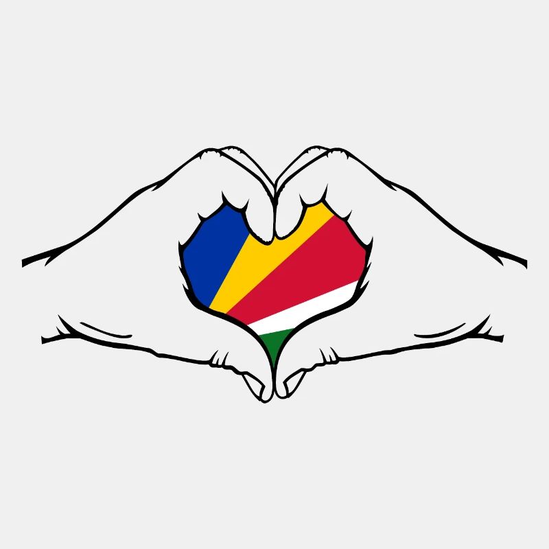 Seychelles Flag Hands Heart Shape