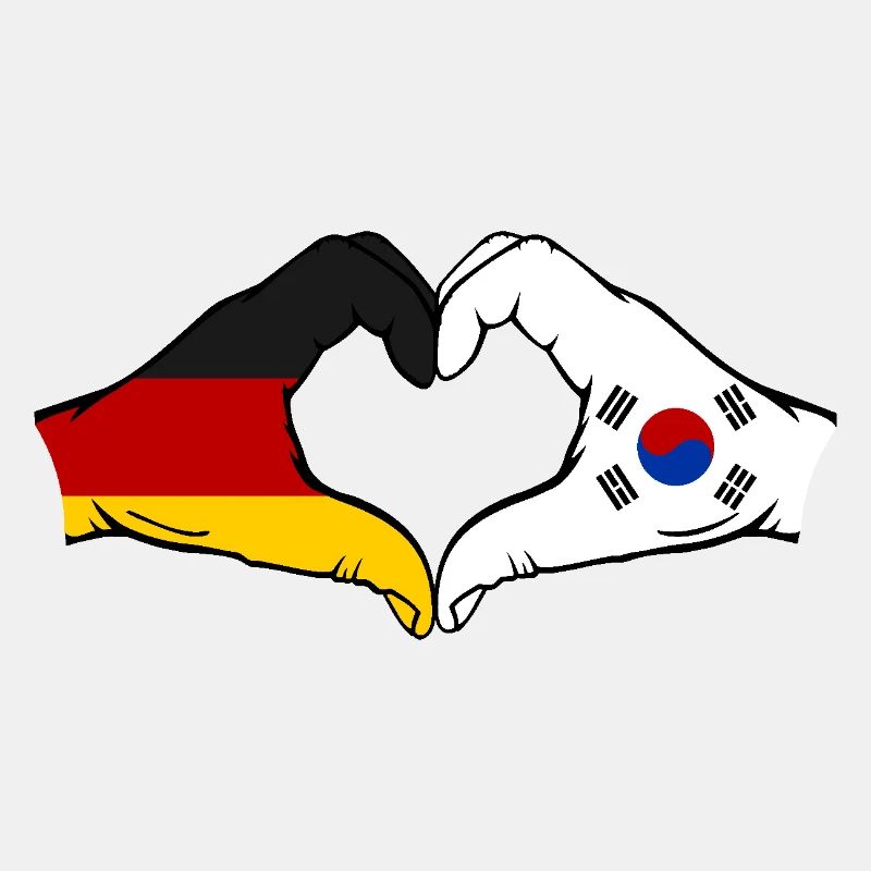 Allemagne Corée du Sud Drapeau Mains Coeur Forme