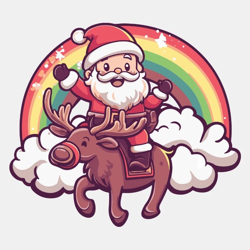 Elch Weihnachtsmann Regenbogen
