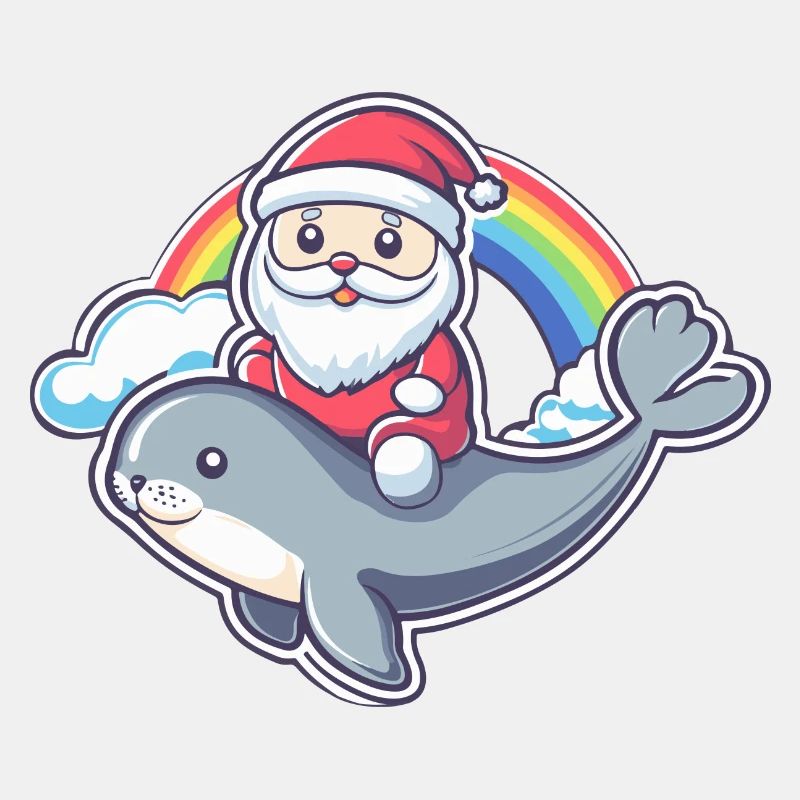 Robbe Tier Weihnachtsmann Regenbogen